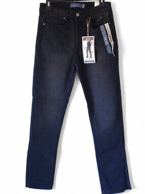 Size 3 faded black denim jeans "Comfort Stretch, Slim" button fly pants. Minimal